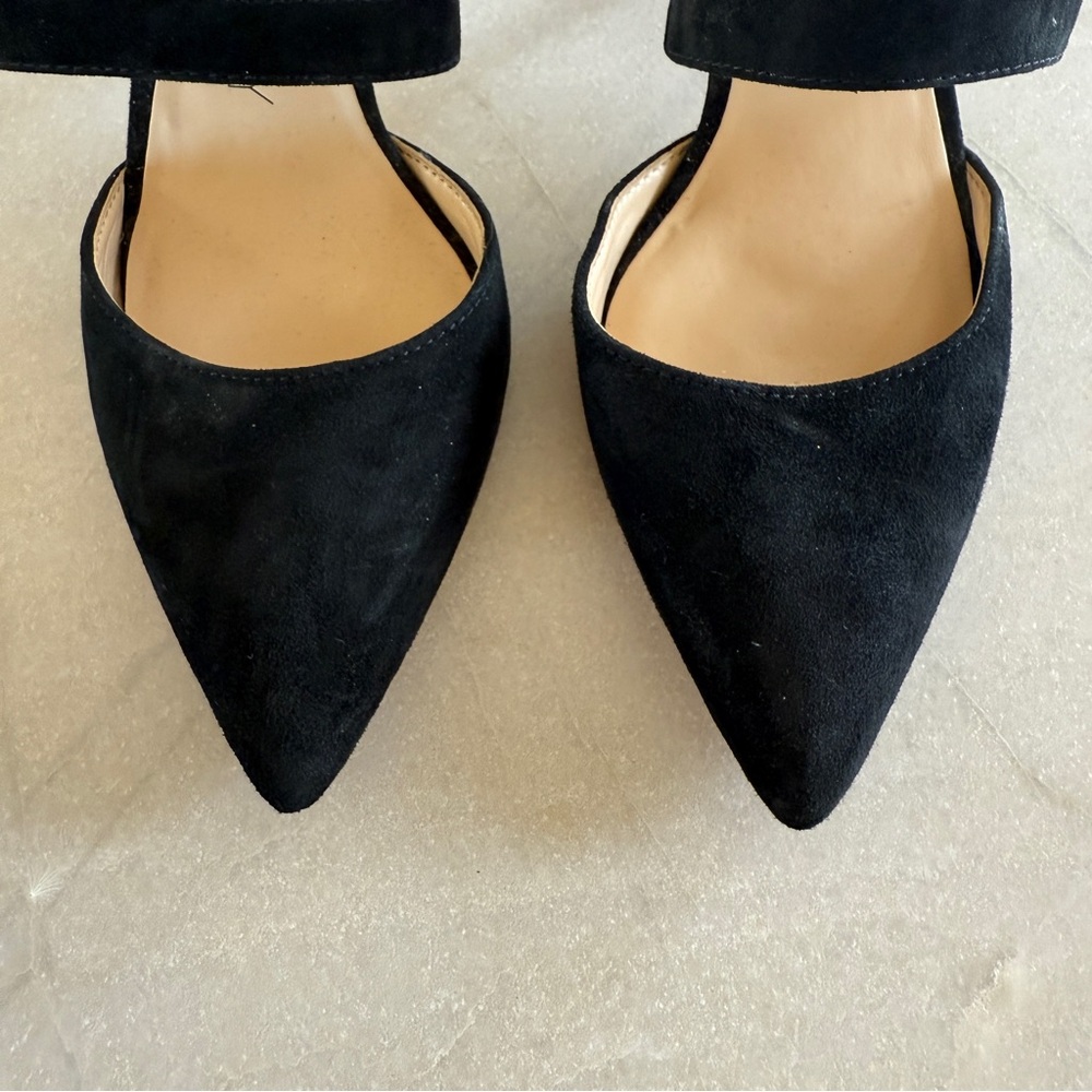 Sole Society Edelyn Black Suede Pointed Toe Heels Ankle Strap Womens Size 6 - Picture 5 of 11